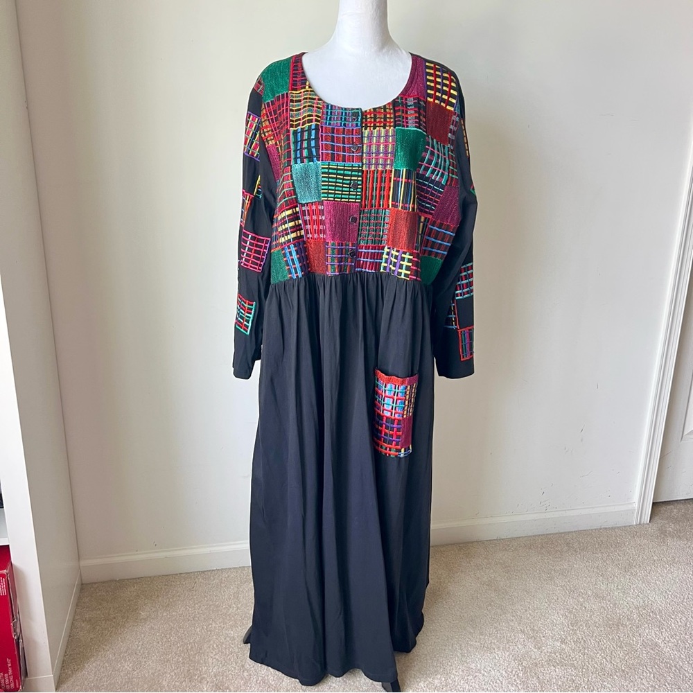 Vintage MICHAEL SIMON Y2K Embroidered Patchwork Pullover Dress—SZ. 3X